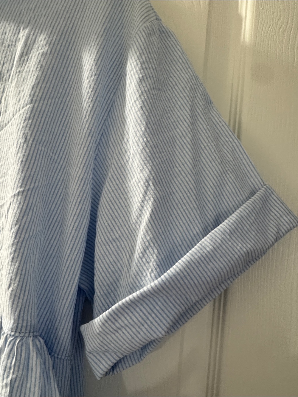 easel Light Blue & White Striped Button-Front Babydoll Tunic - Picture 7 of 8